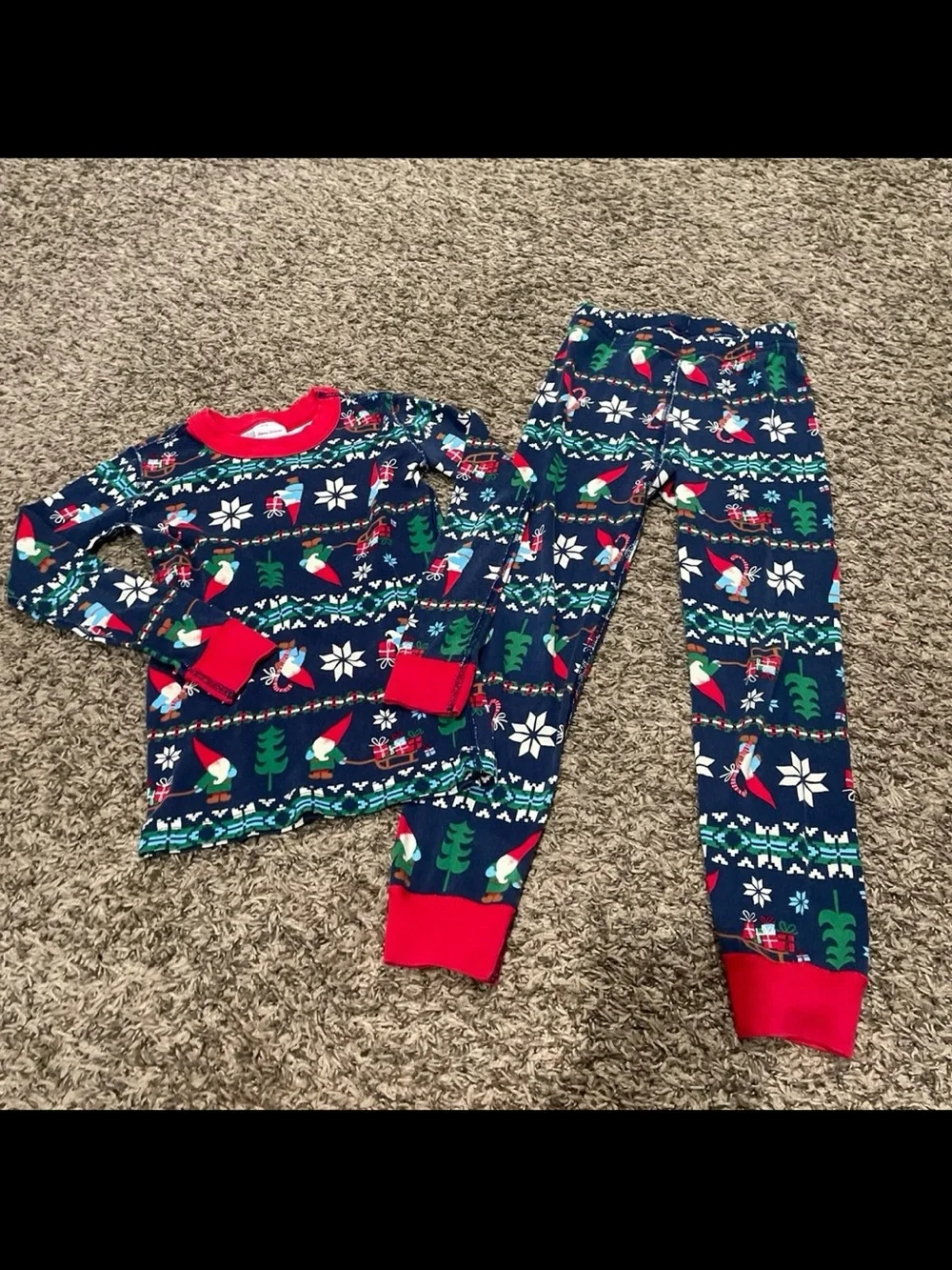 Hanna Andersson Christmas fair isle gnome, pajamas, kids size 6/7